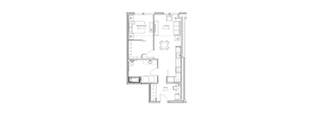 a floor plan of a house with a bedroom and a living room