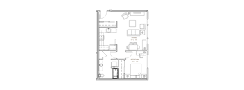 a floor plan of a house with furniture on a white
