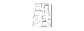 floor plan of the apartment with furniture on the white background