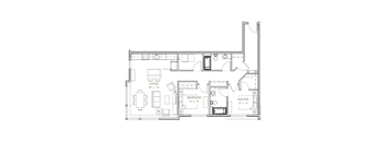 bedroom floor plan of a modern home with a pool and patio
