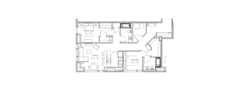 a floor plan of a house with furniture on a white