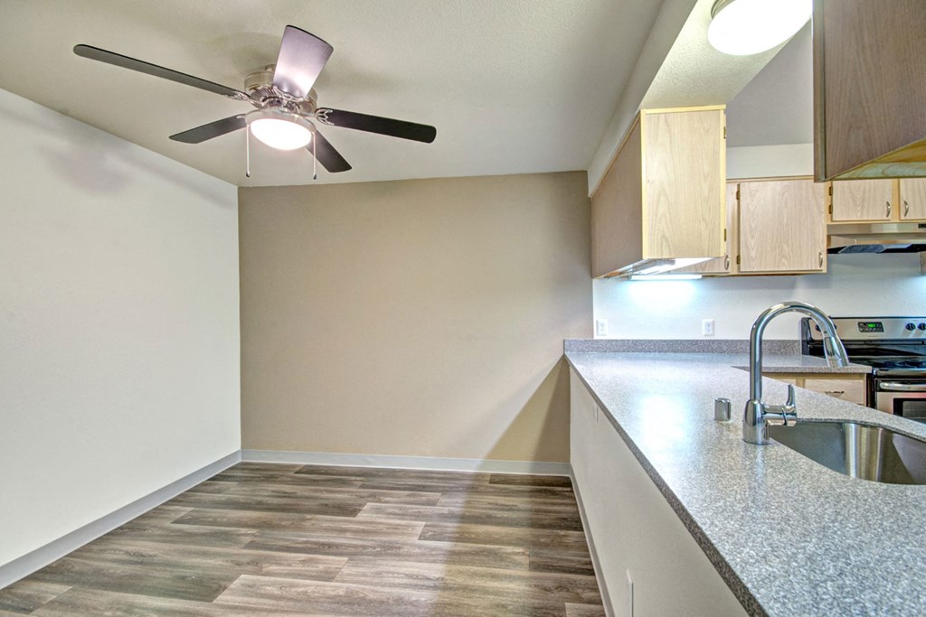 the preserve at ballantyne commons apartment kitchen and ceiling fan