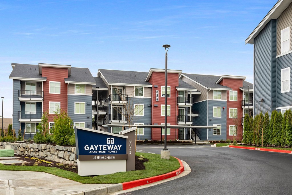 A sign that says Gayway in front of a building.