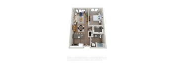 3d floor plan of a 2100 sq ft apartment