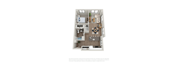 a 1 bedroom floor plan with a bathroom and a living room