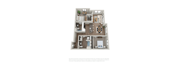 a 3d floor plan of a apartment with a bedroom and living room