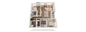 a 3d rendering of a 1 bedroom floor plan  virtual rendering