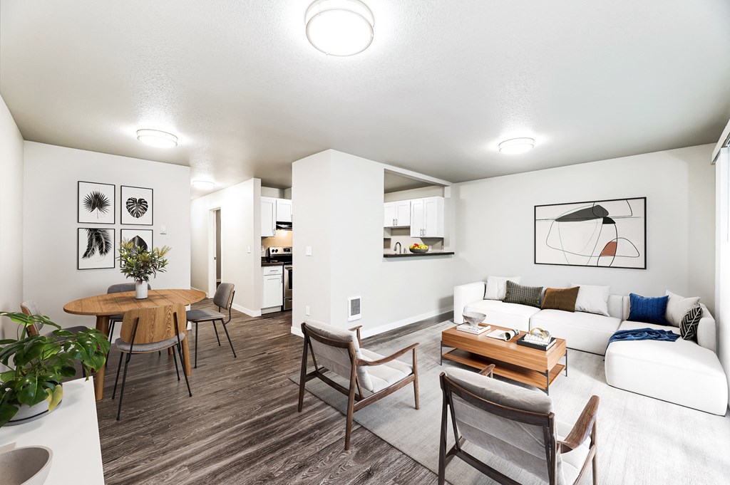our apartments offer a living room and dining room with a table