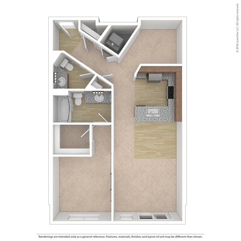 a floor plan of a 1 bedroom apartment