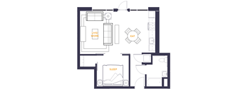 a floor plan of a house with a bedroom and a living room