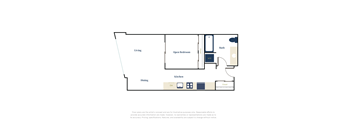 a floor plan of a studio apartment with a bedroom and living room