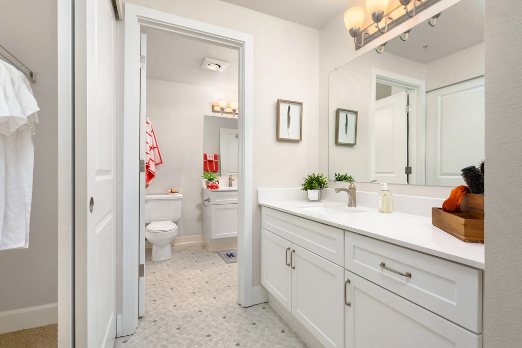 a bathroom with a sink and a toilet and a mirror
