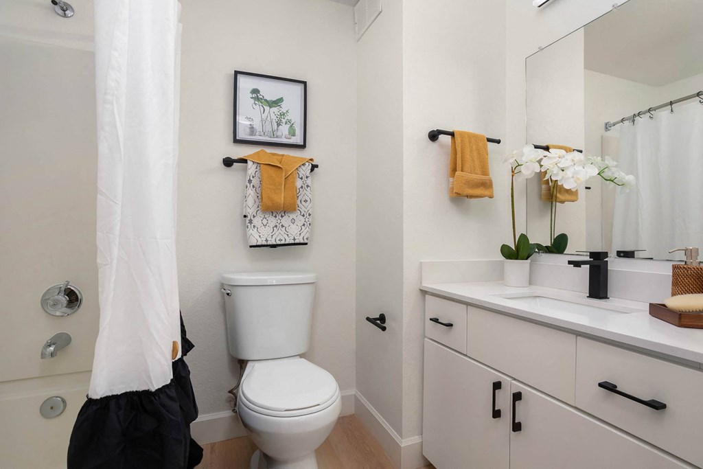 a bathroom with a white toilet next to a sink