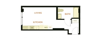 floor plan of a 1 bedroom apartment