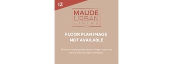 A sign for Maude Urban Living with a floor plan image missing.