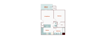 A diagram of a house layout with labeled rooms.