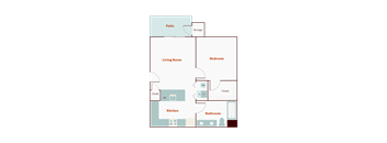 A diagram of a house layout with labeled rooms such as kitchen, living room, and bathroom.
