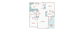 A diagram of a house layout with labeled rooms.