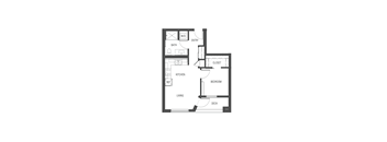 A black and white drawing of a house layout with labeled rooms.