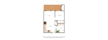 a floor plan of a studio apartment with a bedroom and a living room