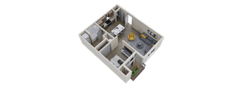 a 3d floor plan of a home with a kitchen and a living room