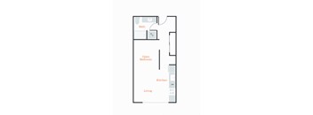 a floor plan of a room with a bed and a closet