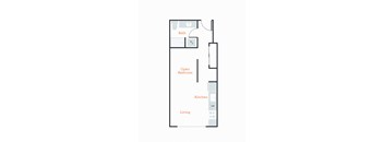 a floor plan of a room with a bed and a closet