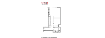 Apartment floor plan for Session Apartments.