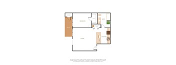 a floor plan of a studio apartment with a bedroom and a living room