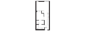 a floor plan of a small house with a kitchen and a living room