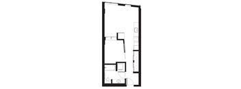a floor plan of a small room with a bedroom and a living room