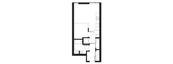 a floor plan of a small room with a bedroom and a bathroom