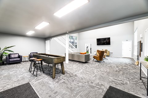 the preserve at ballantyne commons community room with pool table and tv