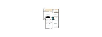 a floor plan of a house with a bedroom and a living room