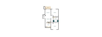a floor plan of a house with a bedroom and a living room