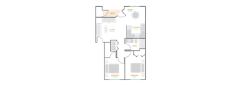 a floor plan of an apartment with a bedroom and a living room and a kitchen