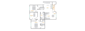 a floor plan of a house with a bedroom and a living room
