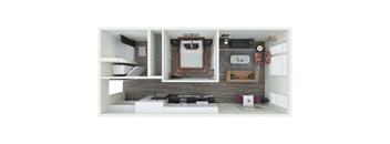 a bedroom floor plan with a living room and a dining room
