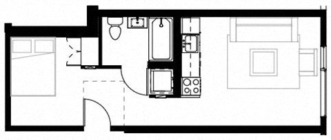 a room with a sink and a refrigerator in it