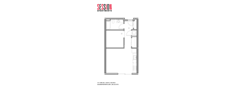 A black and white image of a floor plan for Session Apartments.