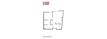 A black and white image of a floor plan for Session Apartments.