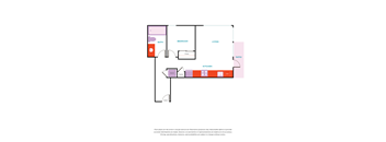 a floor plan of a living room with a couch and a chair and a table