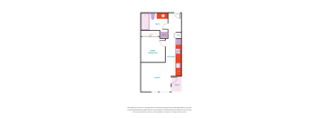 a floor plan of a studio apartment with a bedroom and a living room
