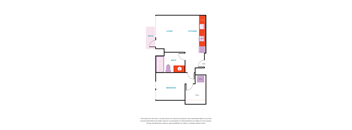 a floor plan of a home with a bedroom and a living room