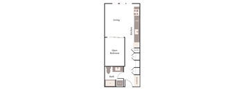a floor plan of a 1 bedroom apartment