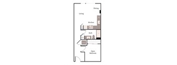 a floor plan of a 1 bedroom apartment