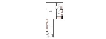 a floor plan of a 1 bedroom apartment