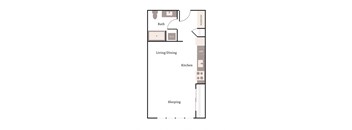 a floor plan of a 1 bedroom apartment