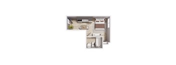 A small room with a bed, a toilet, and a sink.