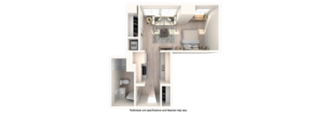 a floor plan of a 1 bedroom apartment